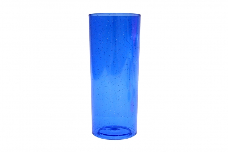 Copo Long Drink Translúcido AZUL com Glítter